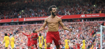 محمد صلاح يحتفل بهدف في كريستال بالاس