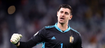 حارس المرمى البلجيكي تيبو كورتوا Thibaut Courtois بلجيكا فرنسا ملعب أليانز نصف نهائي دوري الأمم الأوروبية 2021 ون ون winwin