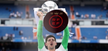 حارس المرمى البلجيكي تيبو كورتوا Thibaut Courtois تتويج ريال مدريد الدوري الإسباني الليغا 2022 ون ون winwin