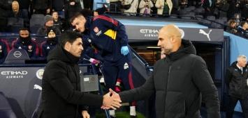 بيب غوارديولا وميكيل أرتيتا في ملعب الإمارات خلال مباراة مانشستر سيتي وأرسنال في كأس الاتحاد الإنجليزي لموسم 2022/2023 - غيتي ون ون winwin Getty