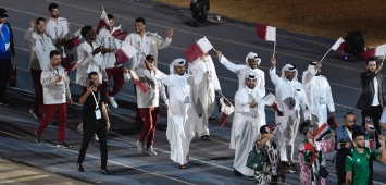 بعثة قطر المشاركة في حفل ختنام الدورة العربية 2023 (twitter/qatar_olympic) وين وين Winwin