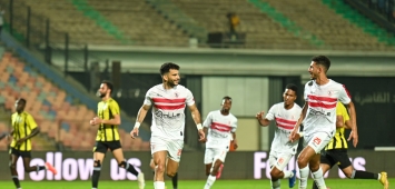 احتفال لاعب الزمالك أحمد سيد زيزو صاحب هدفين من سداسية الزمالك في مرمى المقاولون العرب في كأس مصر (Twitter/ZSCOfficial) وين وين winwin