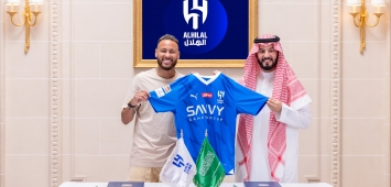 رئيس الهلال فهد بن نافل مع البرازيلي نيمار (twitter/Alhilal_fc)