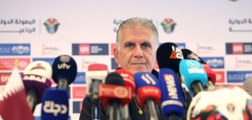 البرتغالي كارلوس كيروش مدرب منتخب قطر من المؤتمر الصحفي لمباراة العراق (qfa.com)