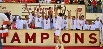 احتفال لاعبي العربي بالتتويج بلقب كأس أمير قطر لكرة السلة (winwin) ون ون winwin