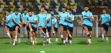 تدريبات المصري قبل مباراة الهلال الليبي